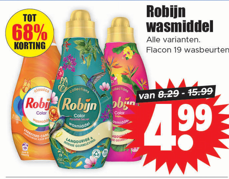 Robijn   wasmiddel folder aanbieding bij  Dirk - details