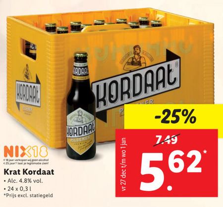 Kordaat   krat bier folder aanbieding bij  Lidl - details