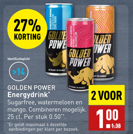 Golden Power   energiedrank folder aanbieding bij  Aldi - details