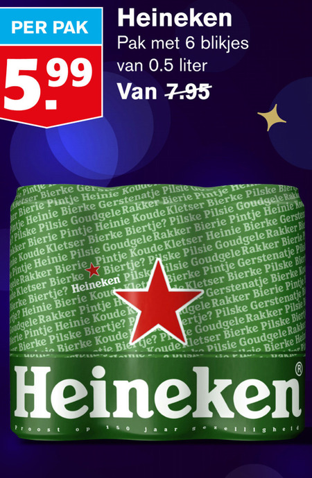 Heineken   blikje bier folder aanbieding bij  Hoogvliet - details