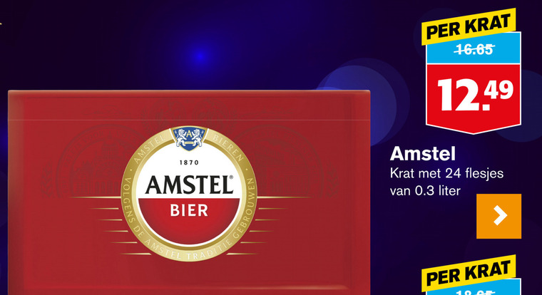 Amstel   krat bier folder aanbieding bij  Hoogvliet - details