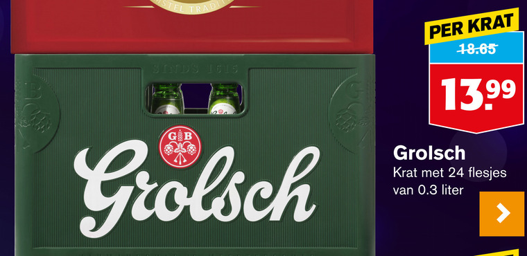 Grolsch   krat bier folder aanbieding bij  Hoogvliet - details