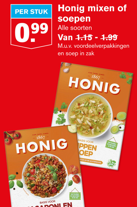 Honig   maaltijdmix, soep folder aanbieding bij  Hoogvliet - details