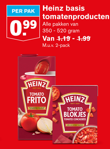 Heinz   tomatenpuree, tomatenblokjes folder aanbieding bij  Hoogvliet - details