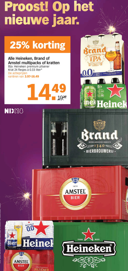 Heineken   krat bier, blikje bier folder aanbieding bij  Albert Heijn - details