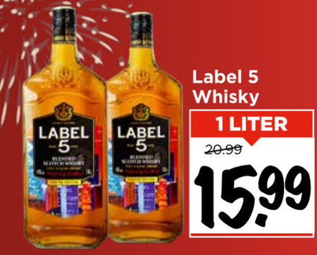 Label 5   whisky folder aanbieding bij  Vomar - details