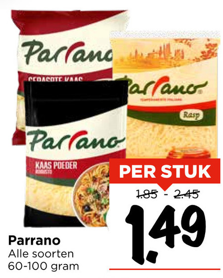 Parrano   geraspte kaas folder aanbieding bij  Vomar - details