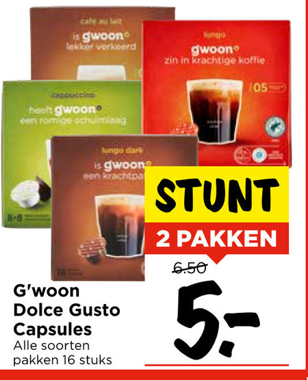 Gwoon   dolce gusto capsules folder aanbieding bij  Vomar - details