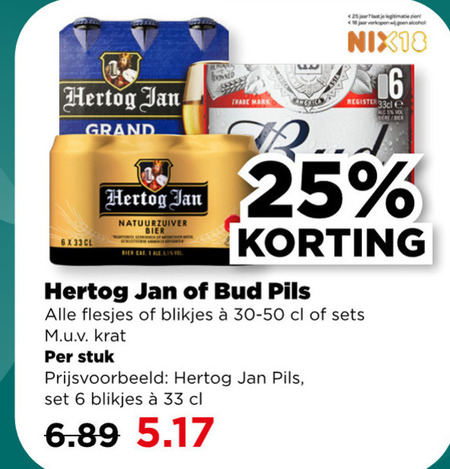 Bud   blikje bier folder aanbieding bij  Plus - details