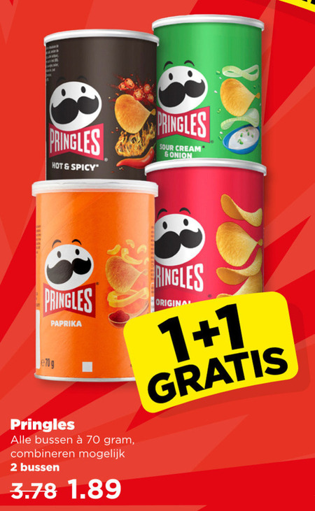 Pringles   chips folder aanbieding bij  Plus - details