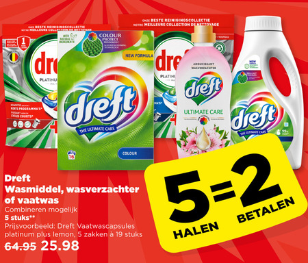 Dreft   wasverzachter, wasmiddel folder aanbieding bij  Plus - details