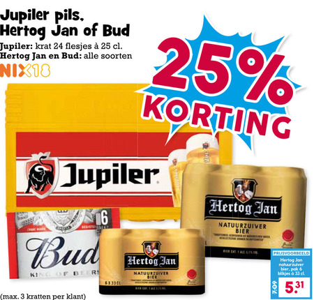 Jupiler   krat bier, blikje bier folder aanbieding bij  Boons Markt - details