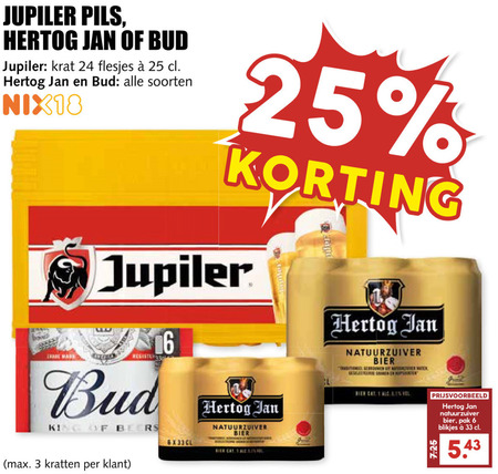 Jupiler   krat bier, blikje bier folder aanbieding bij  MCD Supermarkt Basis - details