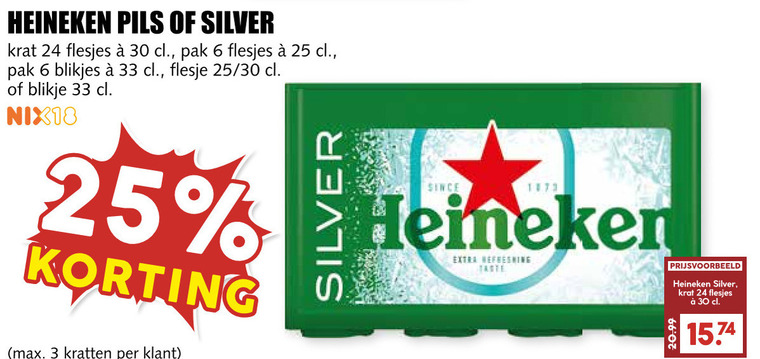 Heineken   krat bier, blikje bier folder aanbieding bij  MCD Supermarkt Basis - details