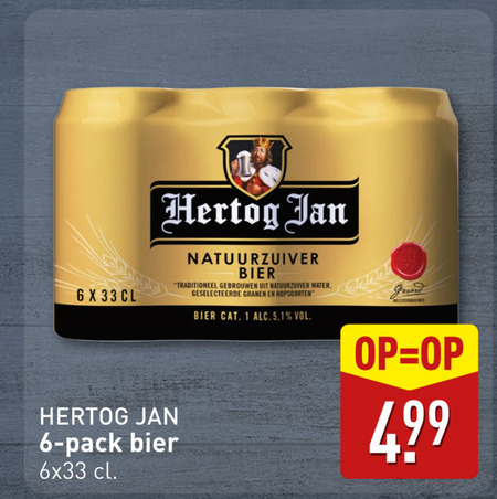 Hertog Jan   blikje bier folder aanbieding bij  Aldi - details