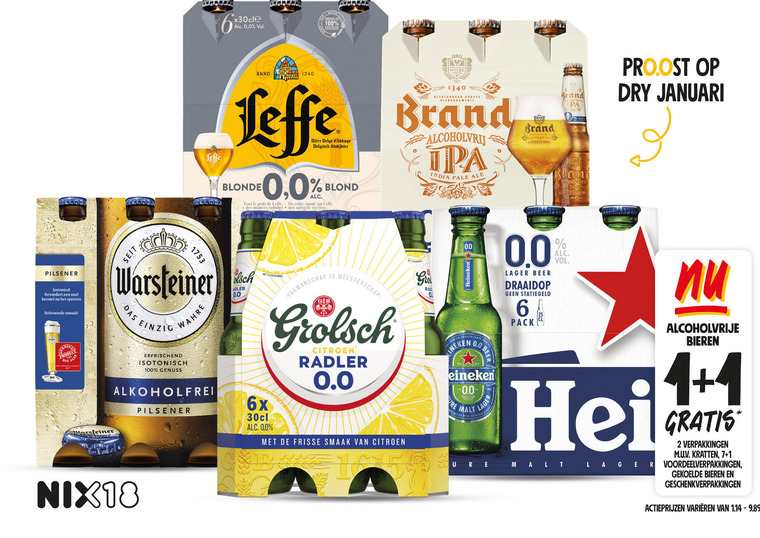 Heineken 0.0   alcoholvrij bier, blikje bier folder aanbieding bij  Jumbo - details