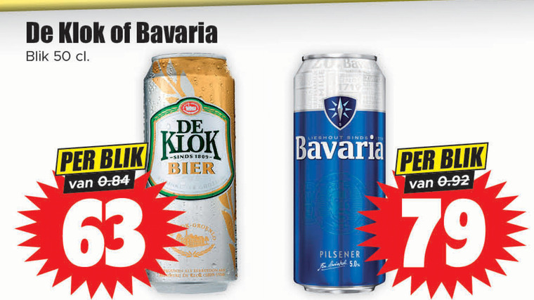 De Klok   blikje bier folder aanbieding bij  Dirk - details