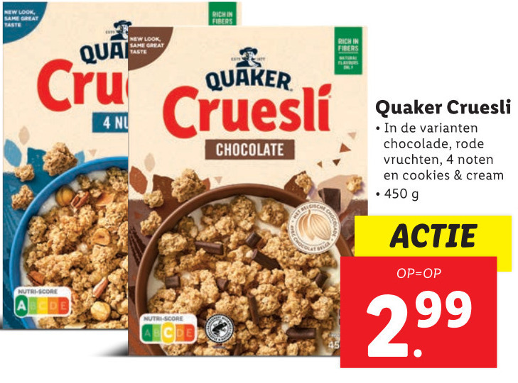 Quaker   cruesli folder aanbieding bij  Lidl - details