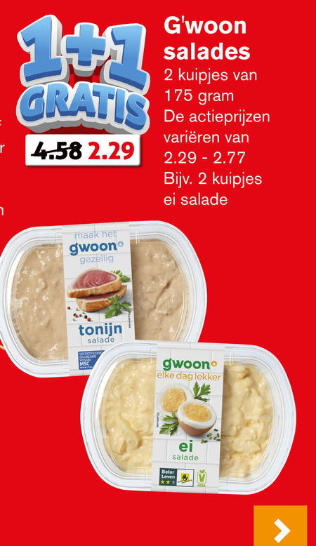 Gwoon   salade folder aanbieding bij  Hoogvliet - details