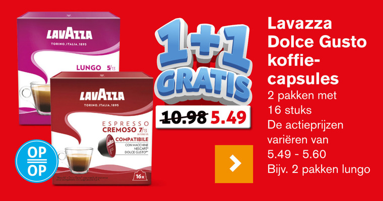 Lavazza   dolce gusto capsules folder aanbieding bij  Hoogvliet - details