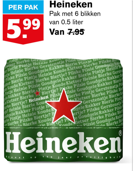 Heineken   blikje bier folder aanbieding bij  Hoogvliet - details