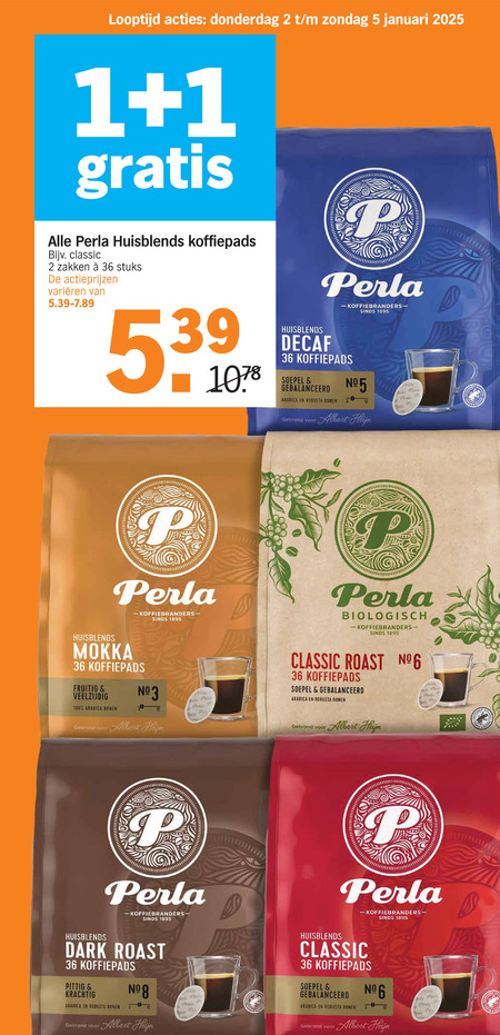 Perla   koffiepad folder aanbieding bij  Albert Heijn - details