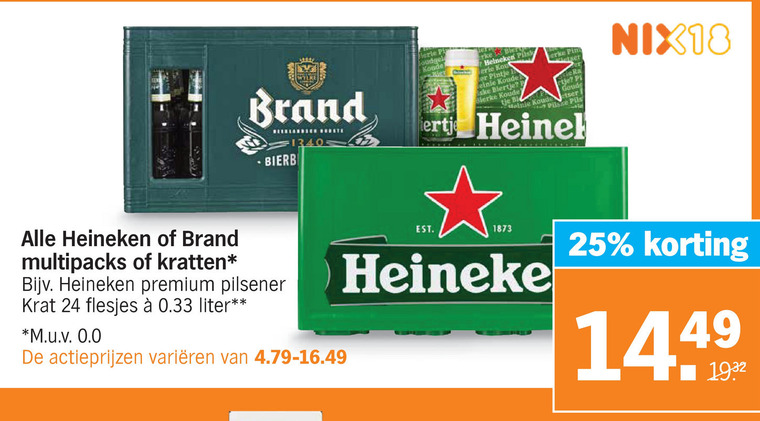 Heineken   blikje bier, krat bier folder aanbieding bij  Albert Heijn - details