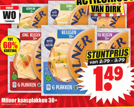 Milner   kaasplakken folder aanbieding bij  Dirk - details