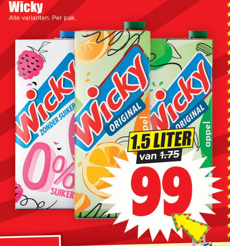 Wicky   fruitdrank folder aanbieding bij  Dirk - details