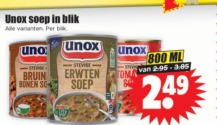 Unox   soep folder aanbieding bij  Dirk - details