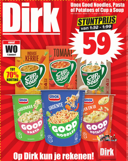 Unox   noodles folder aanbieding bij  Dirk - details