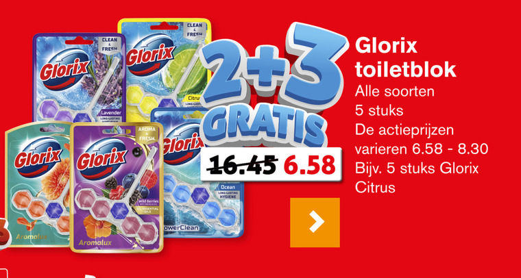 Glorix   toiletblok folder aanbieding bij  Hoogvliet - details