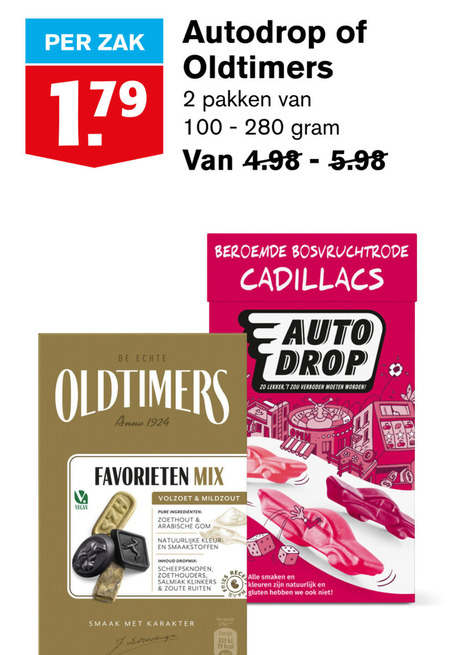 Oldtimers   drop, snoep folder aanbieding bij  Hoogvliet - details