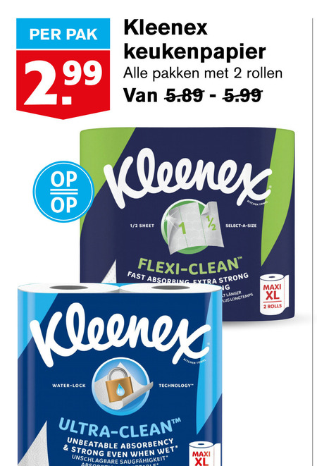 Kleenex   keukenpapier folder aanbieding bij  Hoogvliet - details