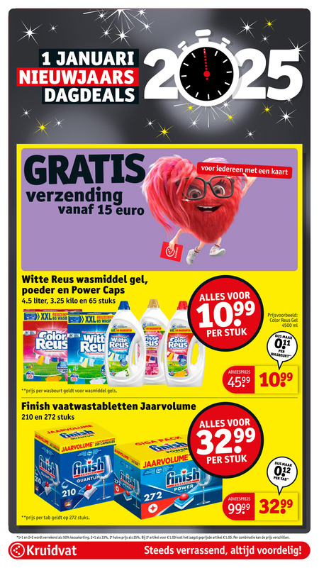 Witte Reus   wasmiddel, vaatwasmiddel folder aanbieding bij  Kruidvat - details