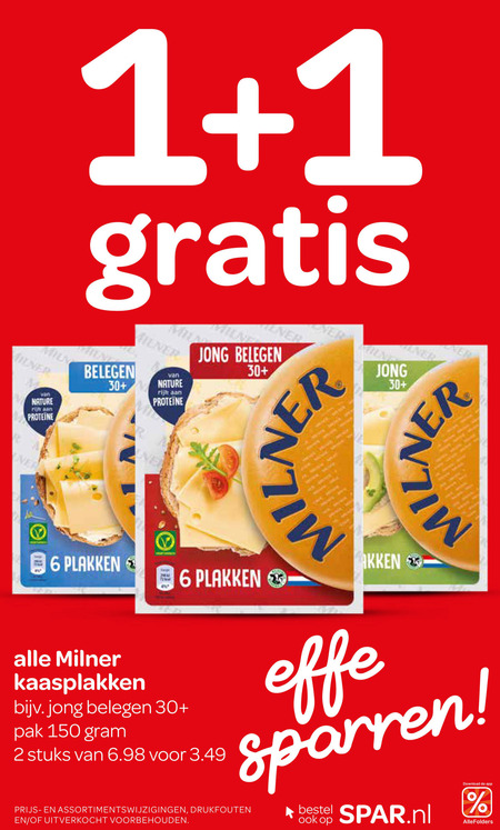 Milner   kaasplakken folder aanbieding bij  Spar - details