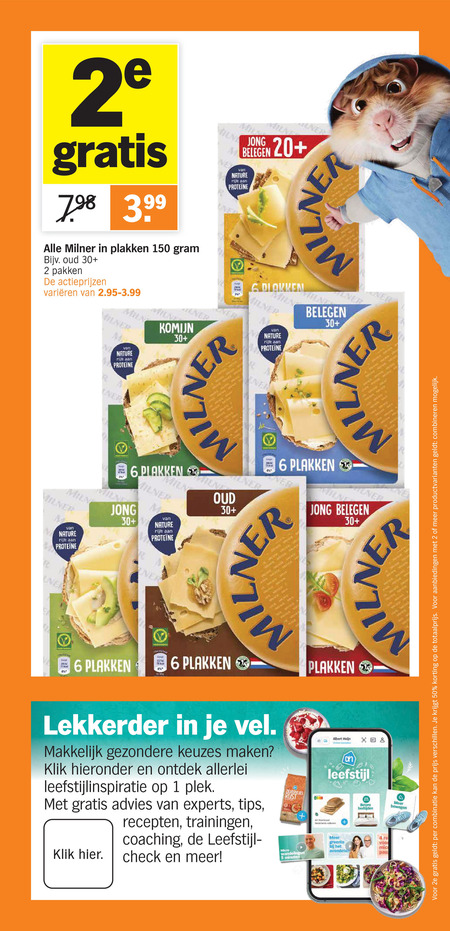 Milner   kaasplakken folder aanbieding bij  Albert Heijn - details