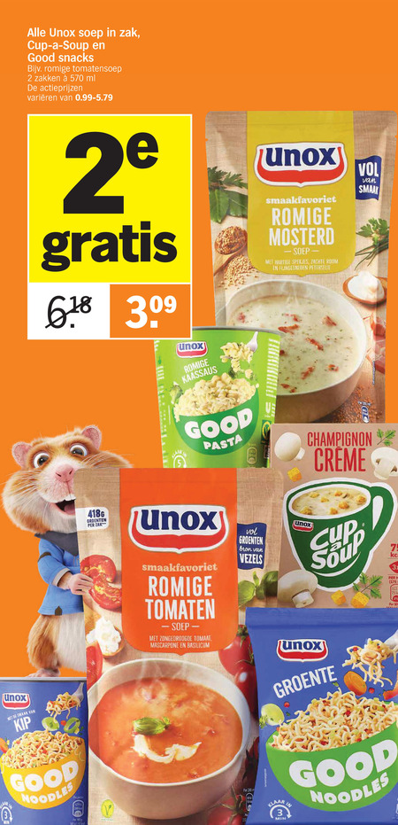 Unox   noodles, soep folder aanbieding bij  Albert Heijn - details