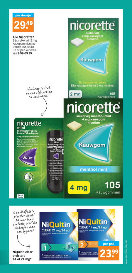 Nicorette   stoppen met roken folder aanbieding bij  Albert Heijn - details