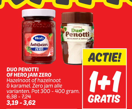 Duo Penotti   hazelnootpasta, jam folder aanbieding bij  Dekamarkt - details