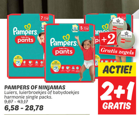 Pampers   luierbroekjes, luiers folder aanbieding bij  Dekamarkt - details