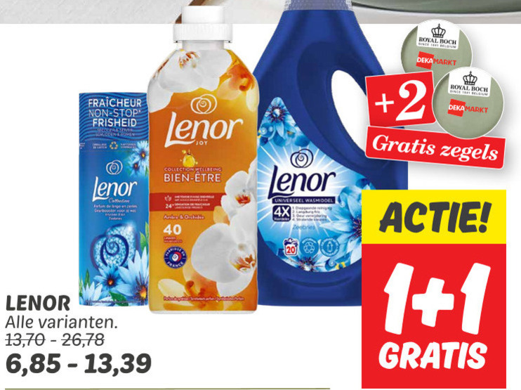 Lenor   wasmiddel, wasverzachter folder aanbieding bij  Dekamarkt - details