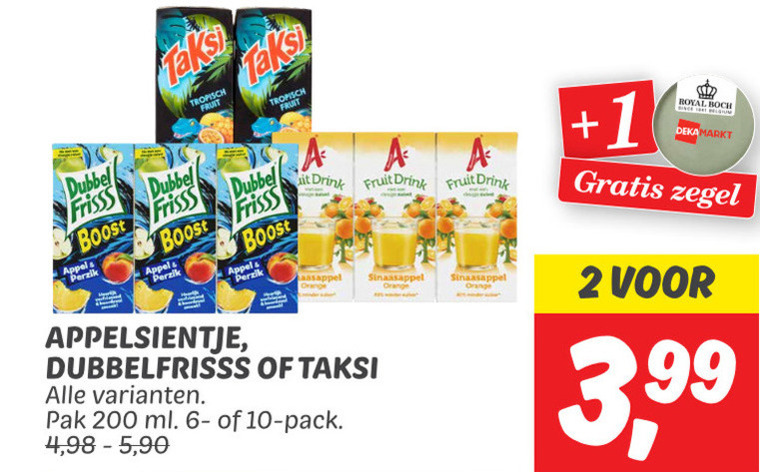 Taksi   fruitdrank folder aanbieding bij  Dekamarkt - details