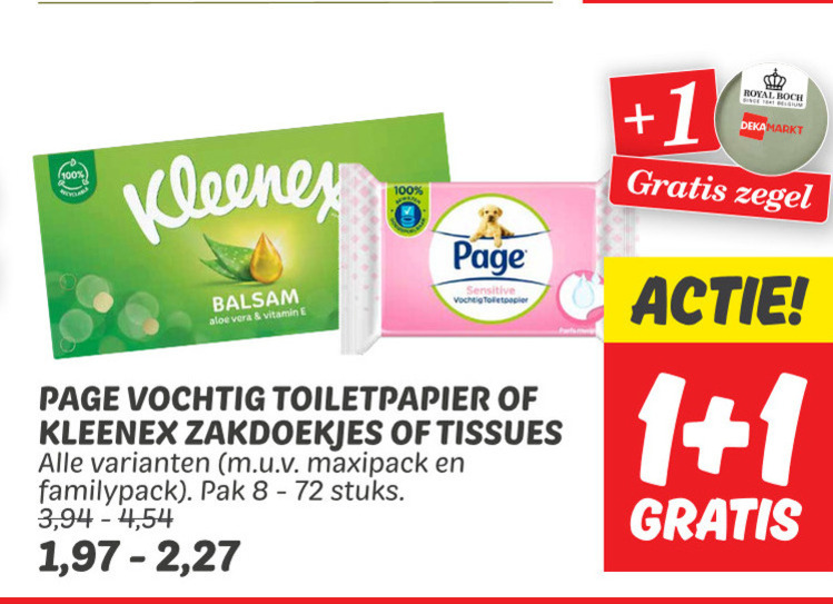 Kleenex   tissue, vochtig toiletpapier folder aanbieding bij  Dekamarkt - details