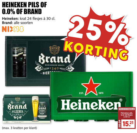 Brand   blikje bier, krat bier folder aanbieding bij  MCD Supermarkt Basis - details