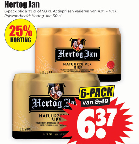 Hertog Jan   blikje bier folder aanbieding bij  Dirk - details