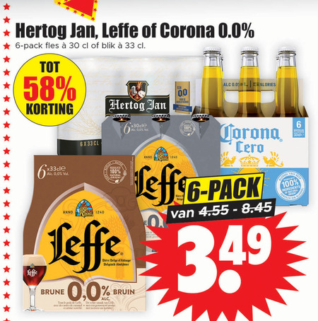 Leffe   alcoholvrij bier folder aanbieding bij  Dirk - details