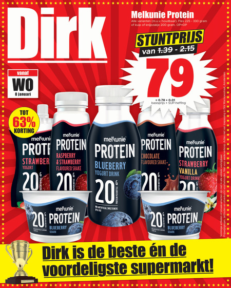 Melkunie   drinkyoghurt folder aanbieding bij  Dirk - details