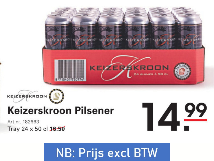 Keizerskroon   blikje bier folder aanbieding bij  Sligro - details