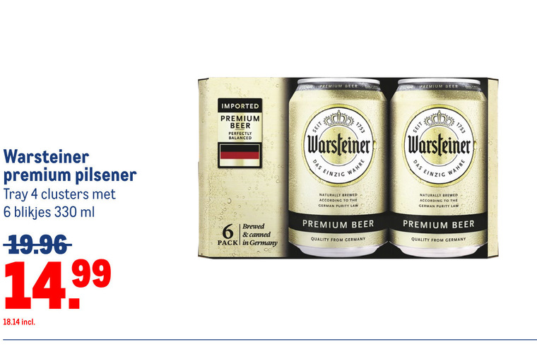 Warsteiner   blikje bier folder aanbieding bij  Makro - details